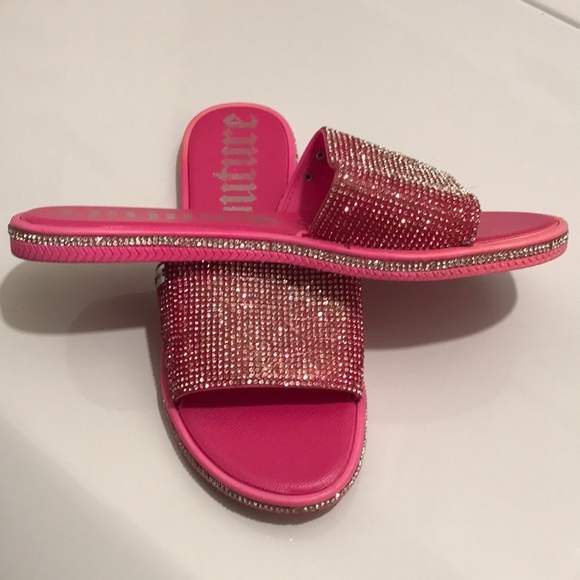 Juicy Couture Shoes - JUICY COUTURE Pink Rhinestone Slide Sandals